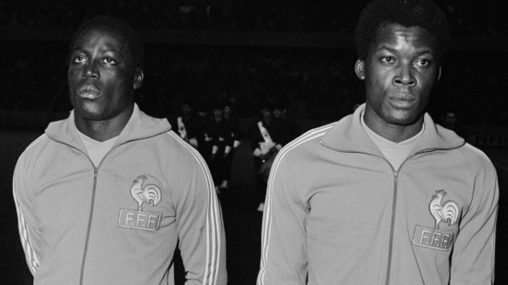 Jean-Pierre Adams with his former France team mate Marius Tresor. Photograph: Getty Images