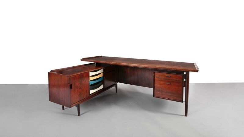 Arne Vodder, rosewood desk with sideboard