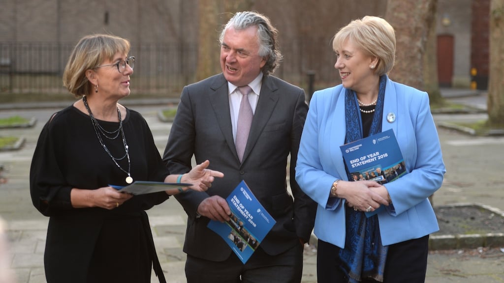 Minister of Business Heather Humphreys, Enterprise Ireland chairman Terence O’Rourke and Enterprise Ireland chief executive Julie Sinnamon. File photograph: Dara Mac Dónaill