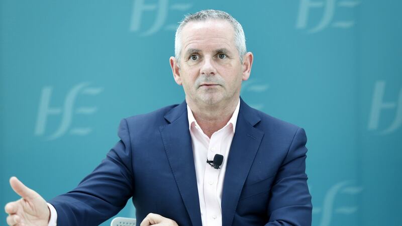 Paul Reid at the HSE weekly operational update on the response to Covid-19, in the UCD O’Brien Centre for Science in Dublin. Photograph: Leon Farrell/Photocall Ireland