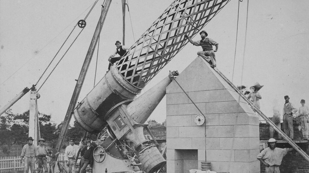 Great Melbourne Telescope: the instrument being installed in 1869, after it was shipped in pieces from the works of Thomas Grubb, in Dublin. Photograph: Museums Victoria