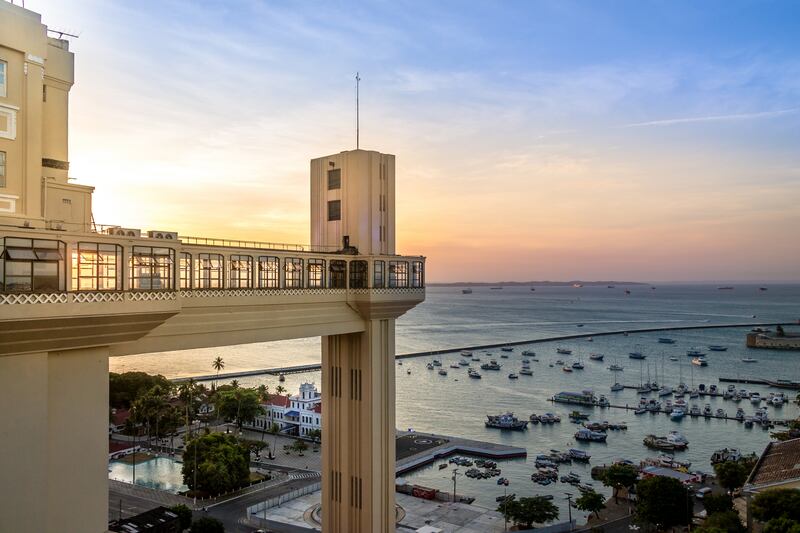 Salvador, Brazil: The art deco Elevador Lacerda transports passengers and provides a view of the Bay of All Saints and the Pacific Ocean. Photograph: iStock