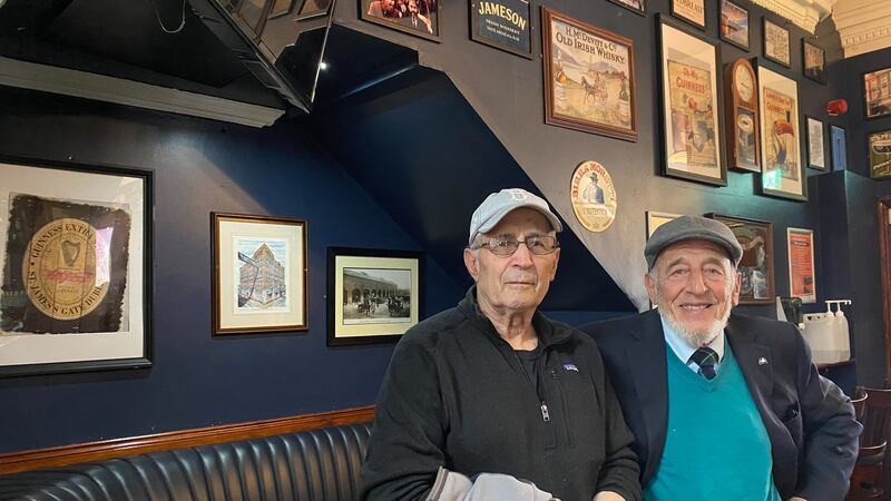 Tarak Kauff (80)  and Ken Mayers (85)  went to a nearby pub after the court hearing. Photograph: Jade Wilson