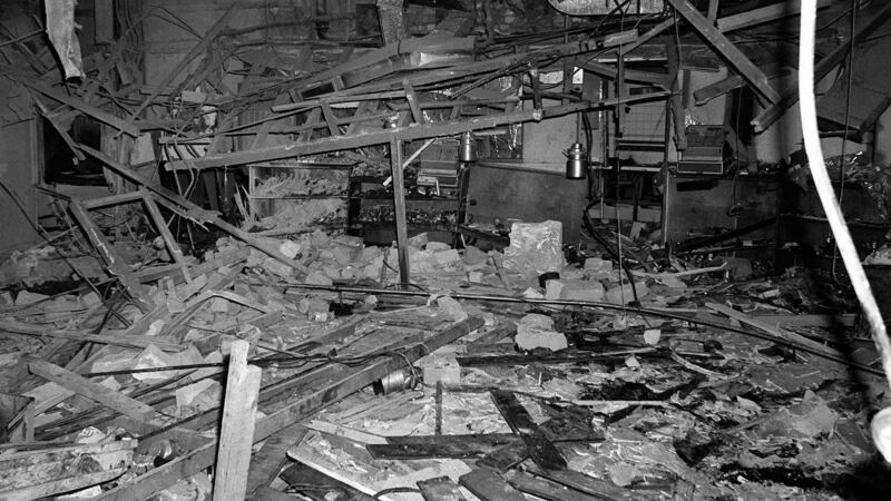 The wreckage left at the Mulberry Bush pub in Birmingham after a bomb exploded in 1974. File photograph: PA Wire