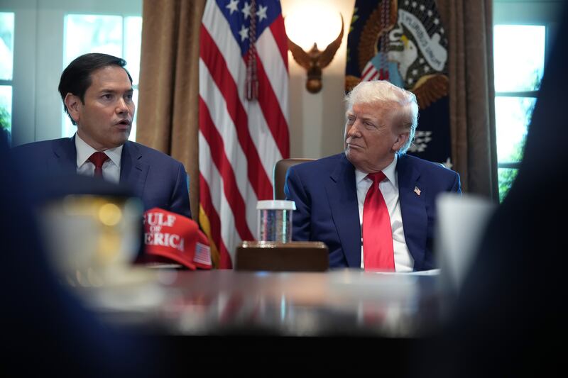 Marco Rubio and US president Donald Trump. Photograph: Andrew Harnik/Getty Images