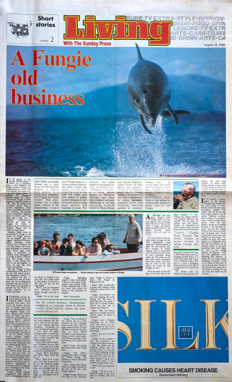 Fungie in Living part of Sunday Press newspaper