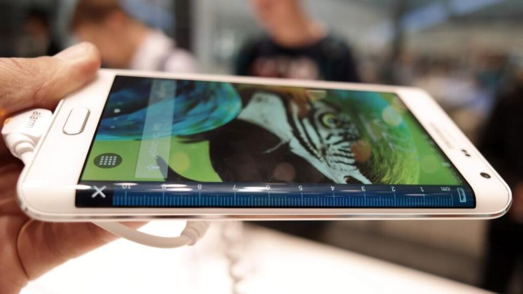 Samsung’s Galaxy Note Edge smartphone. Photograph: EPA/Joerg Carstensen
