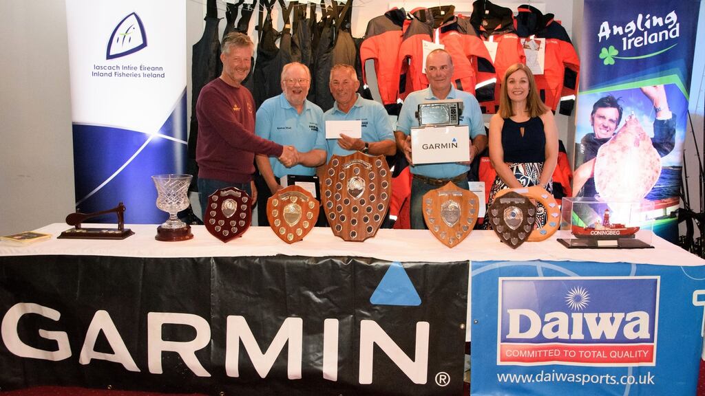 Gosport Angling Club in Portsmouth, winners of Rosslare Small Boats Festival, with fisheries inspector, Josie Mahon.