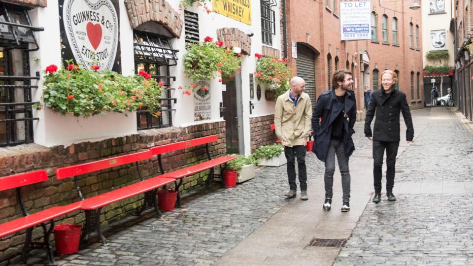 James Johnston, Simon Neil and Ben Johnston of Biffy Clyro at the Creative Hub in Belfast. Photograph: Carrie Davenport/Getty Images