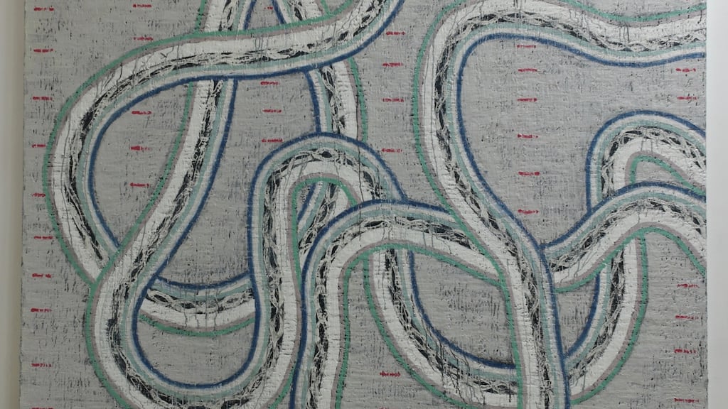 John Noel Smith: ‘Moving Lines I, 2017’, oil on canvas, 200 x 240 cm