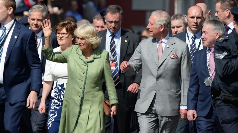 Prince Charles and his wife Camilla Duchess of Cornwall during their visit to Kilkenny Castle. Photograph: Dara Mac Dónaill/The Irish Times
