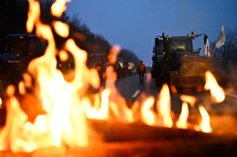French farmers demonstrate near Beauvais. Photograph: Julien de Rosa/AFP via Getty Images