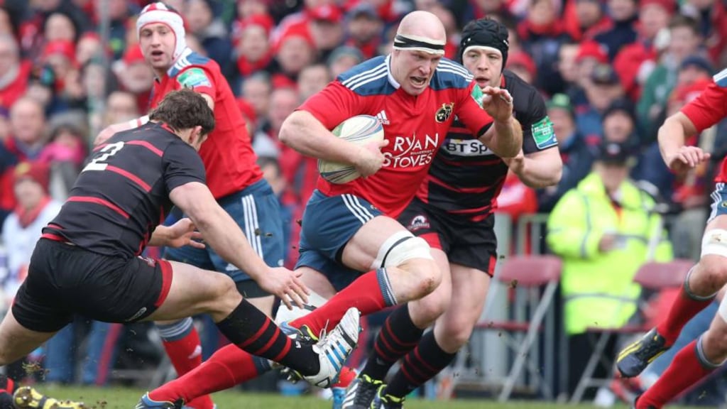 Paul O’Connell in action for Munster in their Heineken Cup victory over Edinburgh at Thomond Park on Sunday. Photograph: Billy Stickland/Inpho