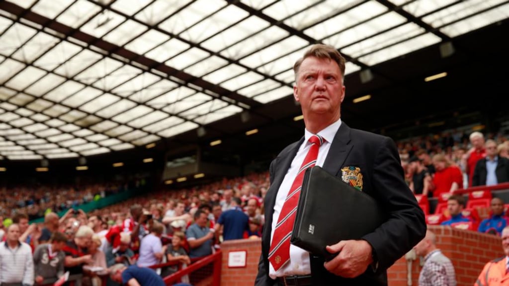 Louis van Gaal during the 0-0 draw with Newcastle. Photograph: Jason Cairnduff/Reuters