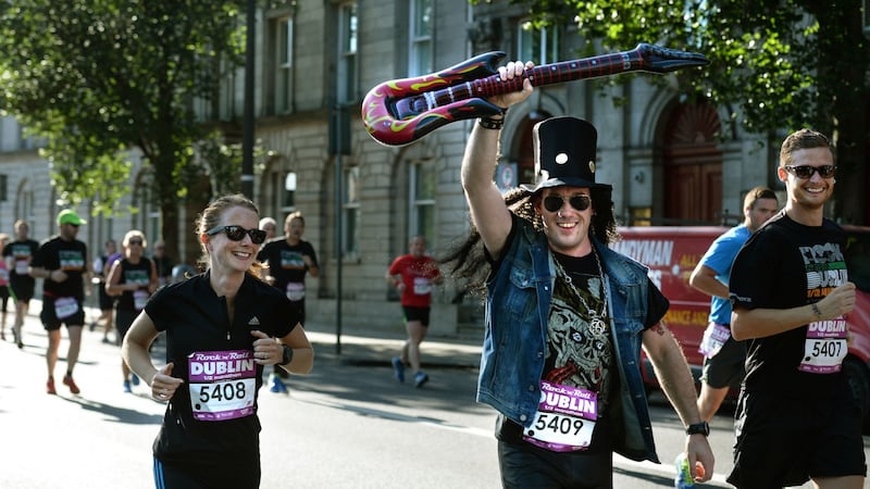 Runners take part in the Rock ‘n’ Roll Dublin Half Marathon. Photograph: Dara Mac Dónaill