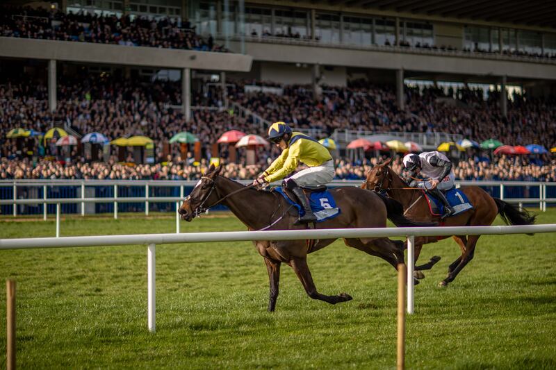 Michael O’Sullivan onboard Good Land comes home to win the Nathaniel Lacy Hurdle. Photograph: Morgan Treacy/Inpho