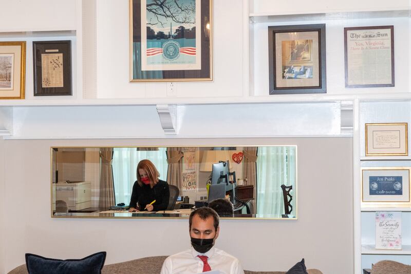 Psaki at work. Photograph: Peter van Agtmael/New York Times