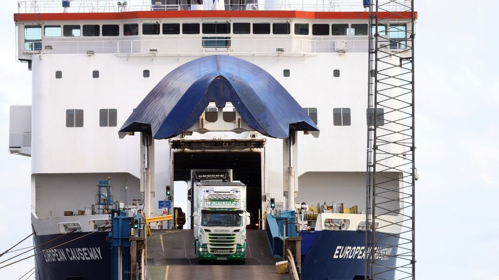 Goods arriving into Northern Ireland at Larne. Photograph: Stephen Davison/Pacemaker Press