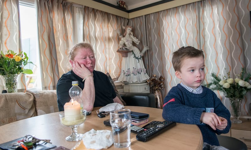 Josie Connors and with her grandson Thomas, then aged four, at a temporary home on Ballyogan Road, Leopardstown, in 2016. Photograph: Brenda Fitzsimons