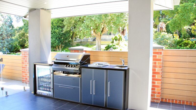 Outdoor kitchen company Profresco designs its range with granite countertops on galvanised steel frames
