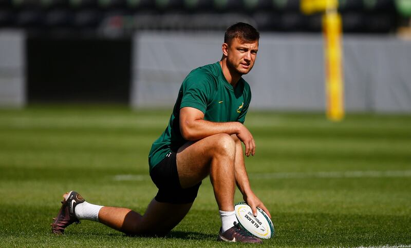 Handre Pollard of South Africa. He is short of game time and will miss out against Ireland, but has not been discounted for further games.
Photograph: Steve Haag/Gallo Images