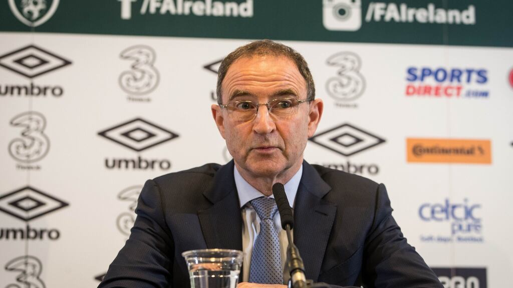 Republic Of Ireland manager Martin O’Neill at Monday’s press conference to announce his squad. Photograph: Ryan Byrne/Inpho.