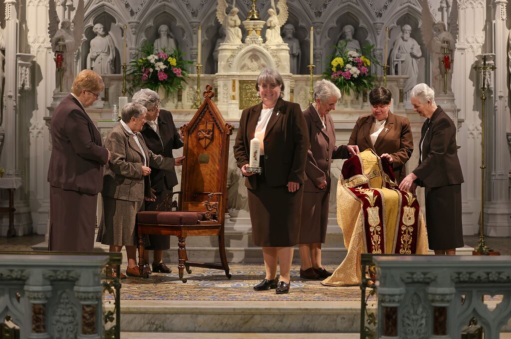 The nuns from the Sisters of St Clare gathered at Holy Cross Church Kenmare, Co Kerry. Mother abbess Julie McGoldrick (centre), with Sr Maureen O’Dea, Sr Anne Kelly, Sr Zita Daly, Sr Concepta Looney, Sr Karen Small, and Sr Mercedes Coen. Photograph: Valerie O'Sullivan