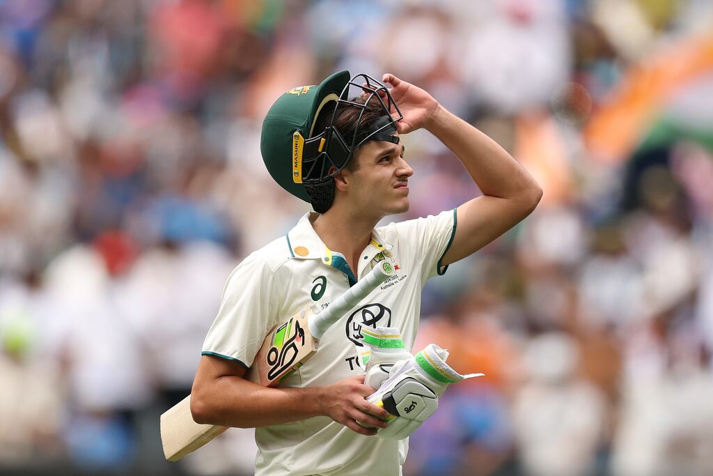 Sam Konstas of Australia looks dejected after being dismissed by Ravindra Jadeja of India during day one of the fourth test against India at Melbourne Cricket Ground on St Stephen's Day. Photograph: Robert Cianflone/Getty Images