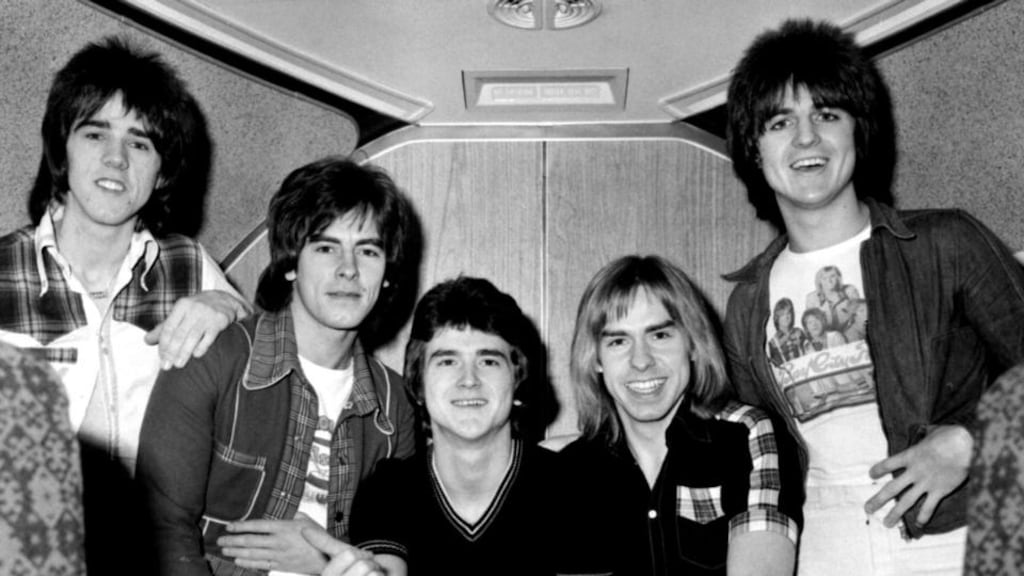 File photo dated 26/11/1975 of the Bay City Rollers (from left) Stuart ‘Woody’ Wood, Alan Longmuir, Leslie McKeown, Derek Longmuir, and Eric Faulkner. Photograph: PA