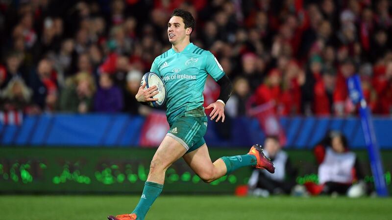 oey Carbery scores his second try. Photo: Dan Mullan/Getty Images