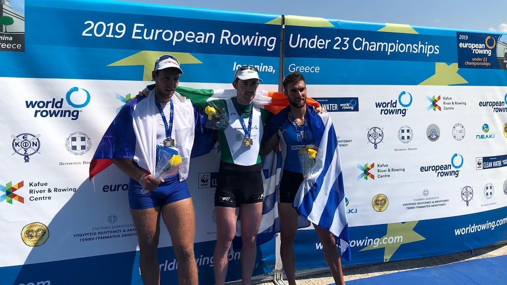 European under-23 medalists Alexander Vyazovkin (Russia), Ronan Byrne (Ireland) and Stefanos Ntouskos Greece).