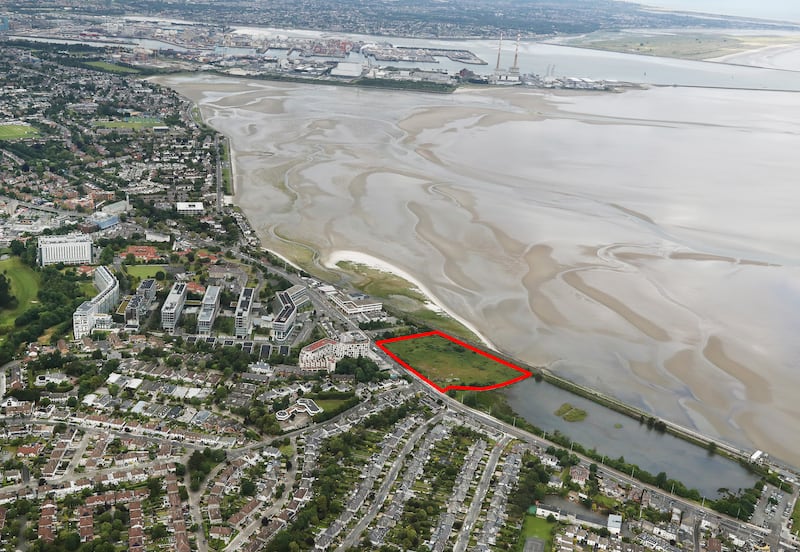 An aerial view of the lands next to Booterstown Marsh and bird sanctuary in south Dublin