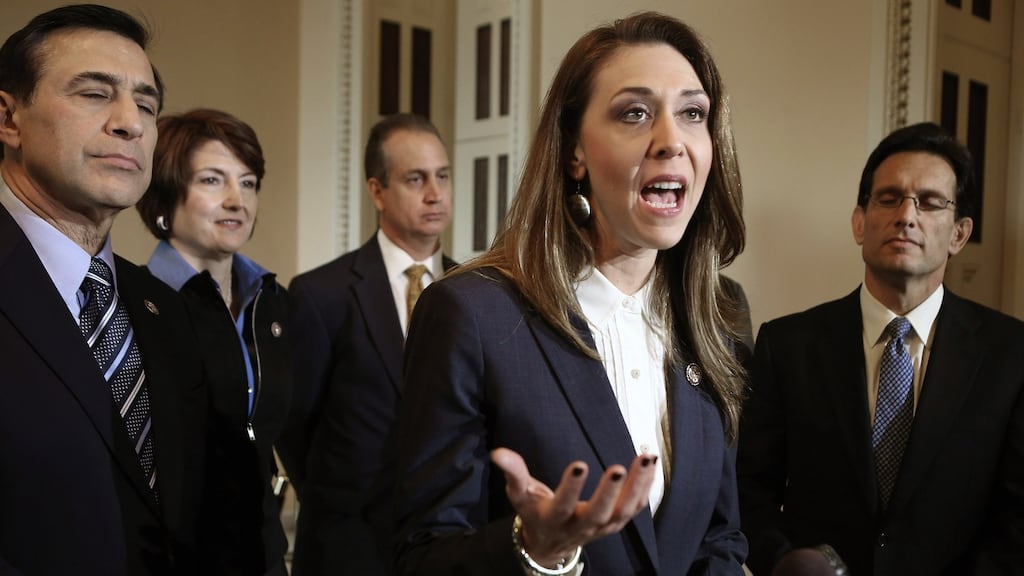 ‘Jaime Herrera Beutler (above) is  only the ninth woman to give birth while serving in the US Congress. She received an experimental treatment involving replacing missing amniotic fluid with saline, and her baby, Abigail, was born at 28 weeks.’ Photograph:  Chip Somodevilla/Getty Images