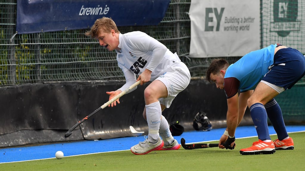 Lisnagarvey rising star Ollie Kidd in action last week against Three Rock Rovers’ Harry McMahon. Photograph: Adrian Boehm