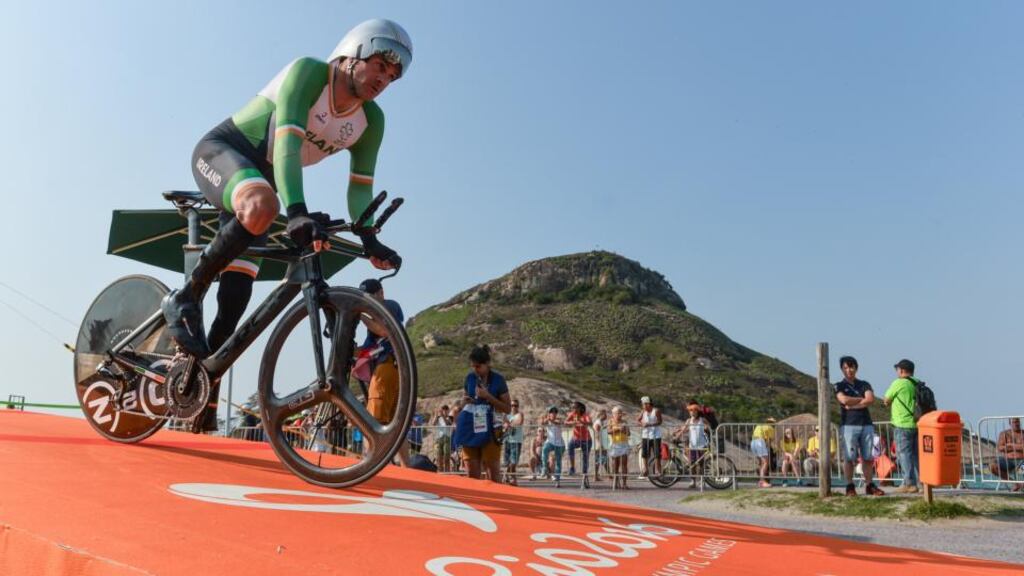 Colin Lynch won Ireland’s fourth medal of the Paralympics, taking silver in the men’s Time Trial C2. Photograph: Sportsfile