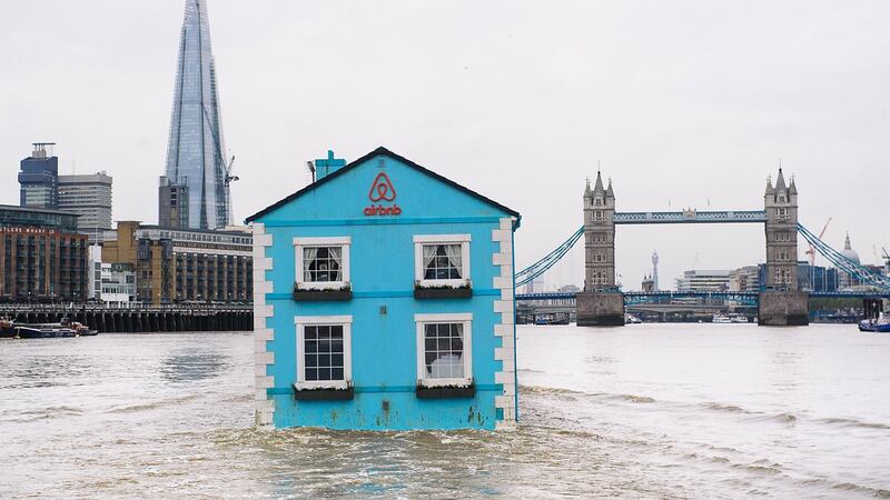 Radical Markets: The floating house was launched by accommodation website Airbnb to celebrate new rules on home sharing which allow people to share their homes with travellers for up to 90 days a year. Photograph: Mikael Buck/Airbnb/PA Wire