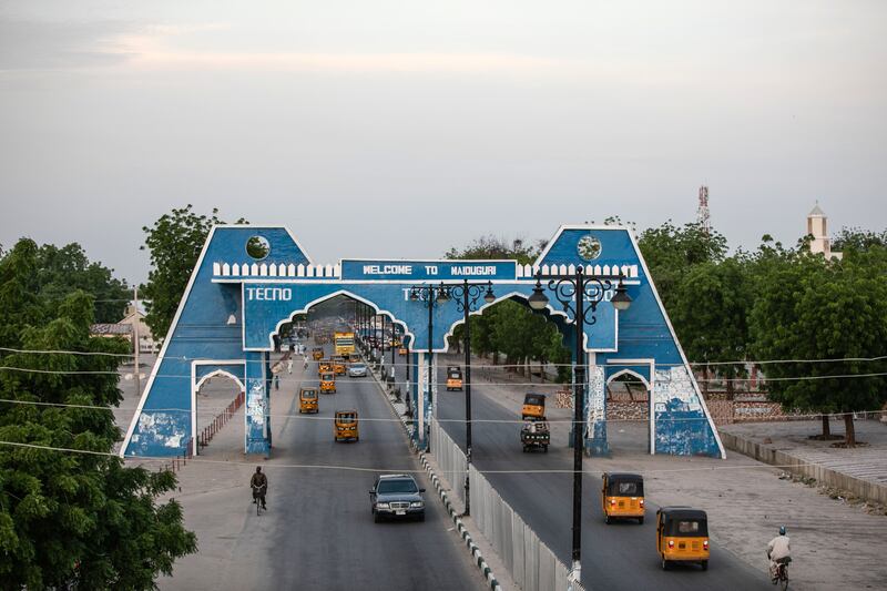 The city gate of Maiduguri. Photograph: Fati Abubakar/AFP via Getty Images