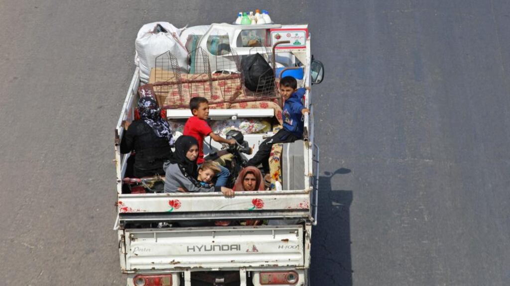 Residents of the Idlib province flee towards the Turkish border on September 10th Photograph: Omar Haj Kadour/AFP/Getty
