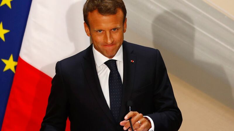 French president Emmanuel Macron: “Those who explain that we can easily live without Europe . . . and that it’s going to bring a lot of money home are liars,” Photograph: Matthias Schrader/AP