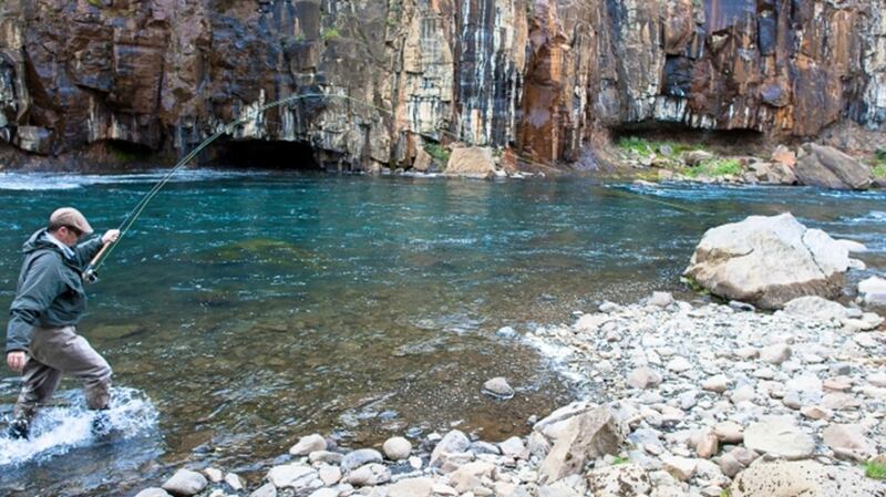 Salmon fishing on River Hofsá, Iceland