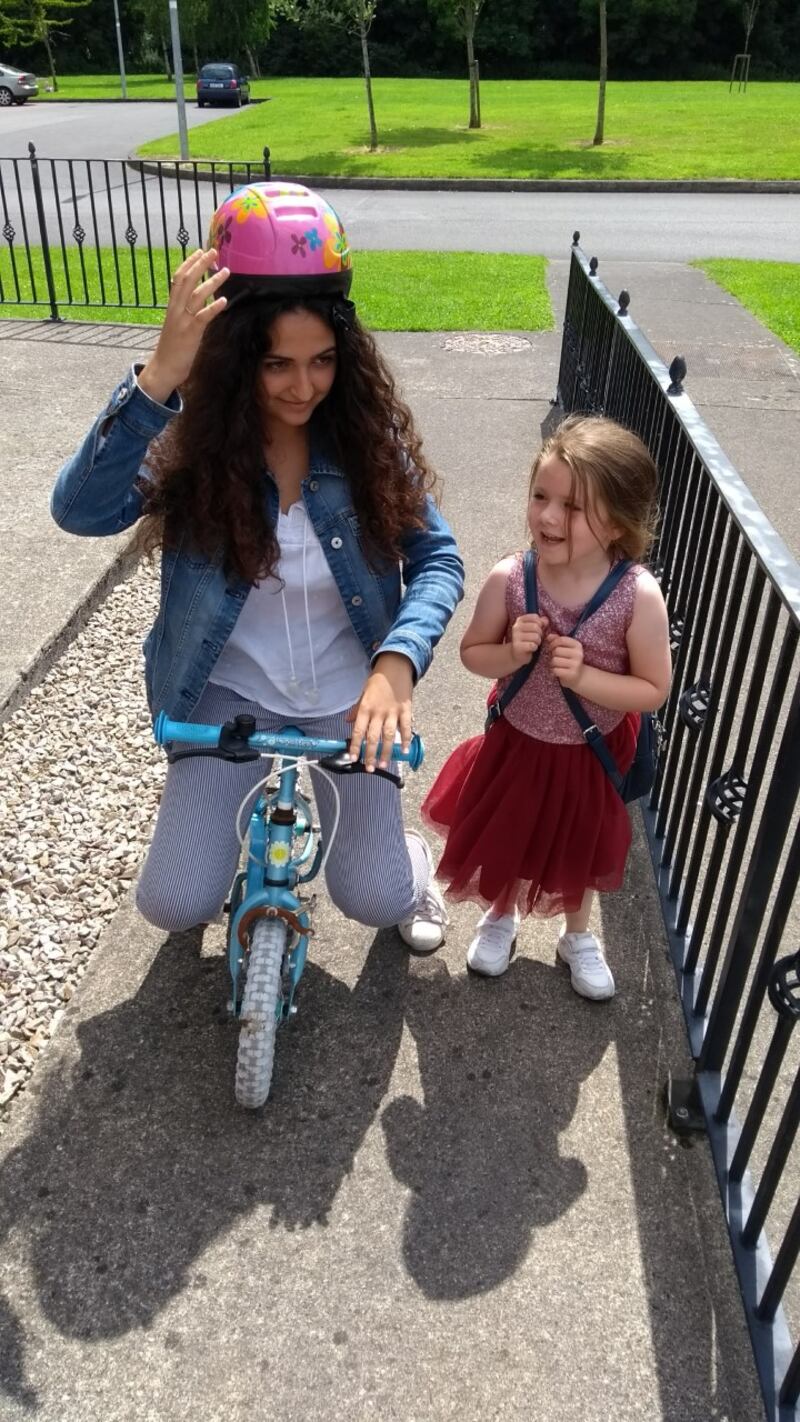 Phil Quinlan’s daughter Eileen with their Spanish student lodger Isabelle