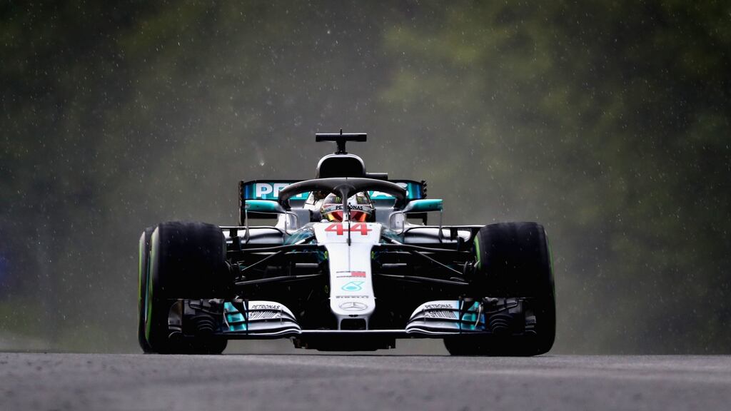Lewis Hamilton during qualifying in Hungary - the defending world champion took pole position. Photograph: Mark Thompson/Getty
