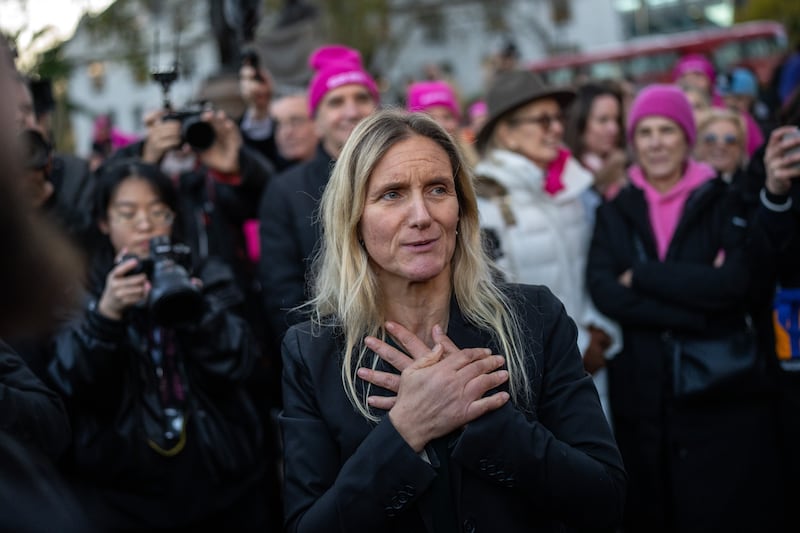 Labour MP Kim Leadbeater, who proposed the landmark private members' Bill on assisted dying meeting campaigners after a parliamentary vote was passed in support it in November. Photograph: Carl Court/Getty Images