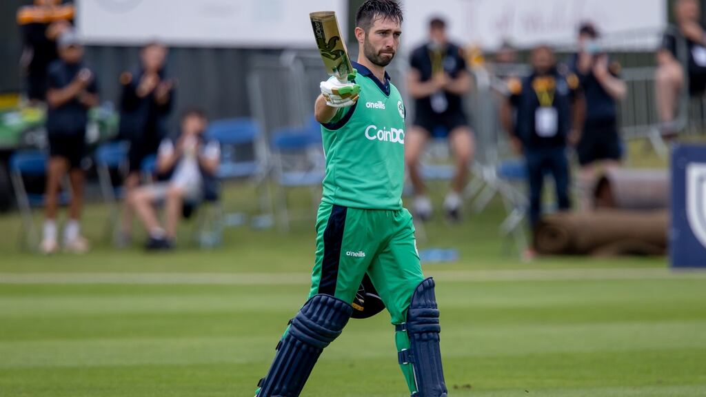 Ireland captain Andrew Balbirnie awaits the result of an X-ray to see if he can lead Ireland in the upcoming World T20. Photograph: Morgan Treacy/Inpho