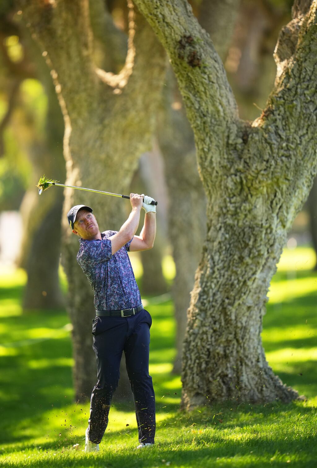 David Horsey of England plays his second shot on the eighth hole during the first round of the Andalucía Masters at Real Club Valderramain Cadiz, Spain. Photograph: Aitor Alcalde/Getty Images