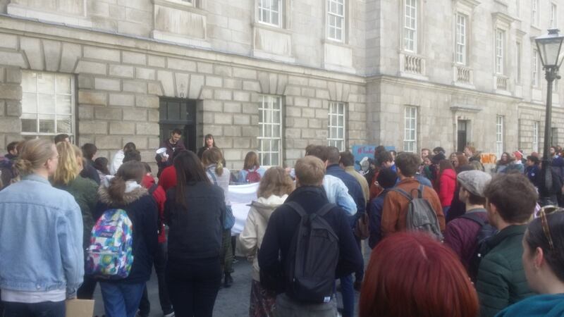 The decision was announced to cheering students during a lunchtime protest organised by the #TakeBackTrinity campaign.