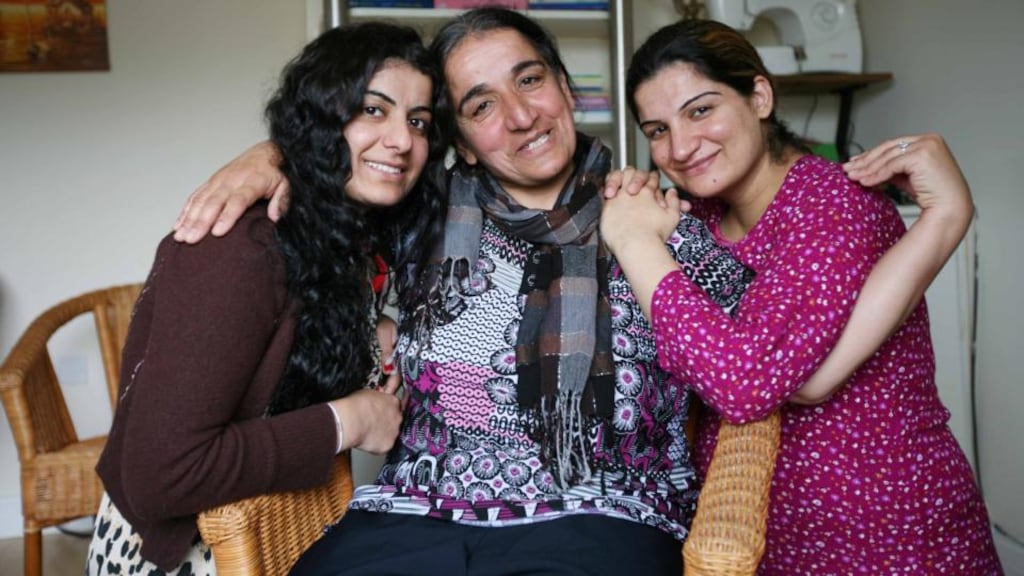 Fawzieh Amiri with her daughters Dema and Kajal. They are all members of the Kurdish community in Carrick on Shannon, Co Leitrim. Photograph: Brian Farrell