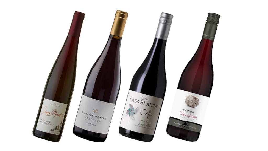 Pinot Noir: The flavours run from red cherries and raspberries in lighter wines to dark cherries and damsons.