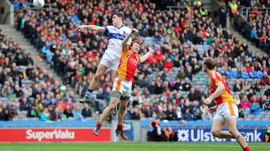 St Vincent’s Diarmuid Connolly scores a goal despite the efforts of Castlebar Mitchels’ Eoghan O’Reilly during the 2014 AIB  All-Ireland club football final at Croke Park. Photograph: Cathal Noonan/Inpho