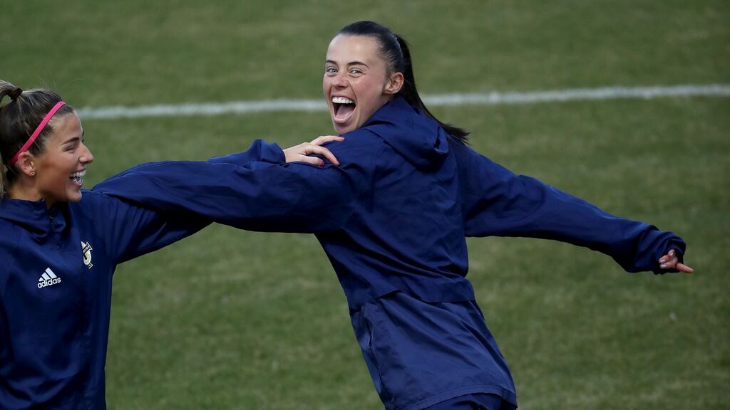Northern Ireland’s Laura Rafferty in training ahead of their clash with Ukraine. Photograph: William Cherry/Inpho
